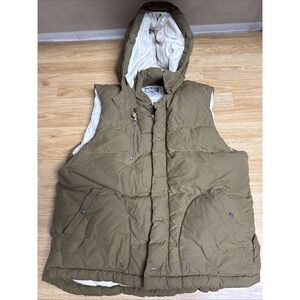 True Religion Hooded Puffer Vest Mens 2XL Quilted Dark Kaki Full Zip